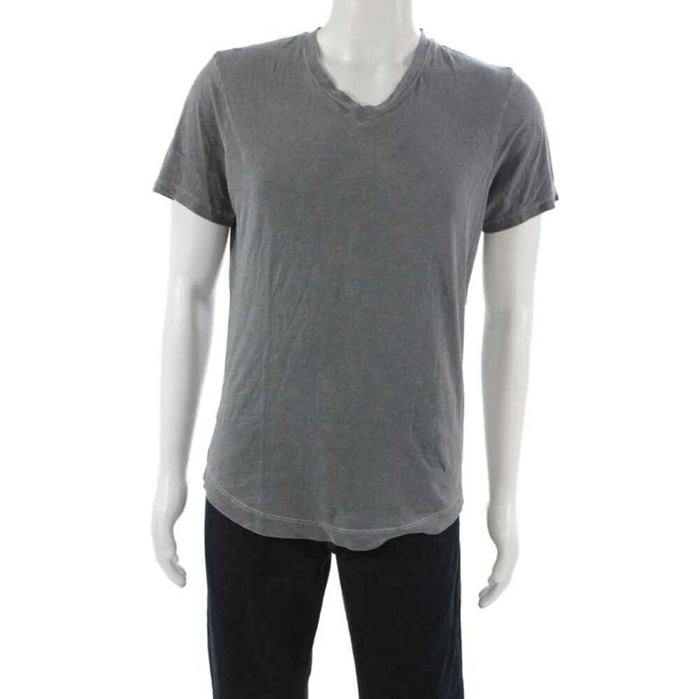 Buck Mason Mens Basic Gray V-Neck Solid 100% Cotton T-Shirt Size S